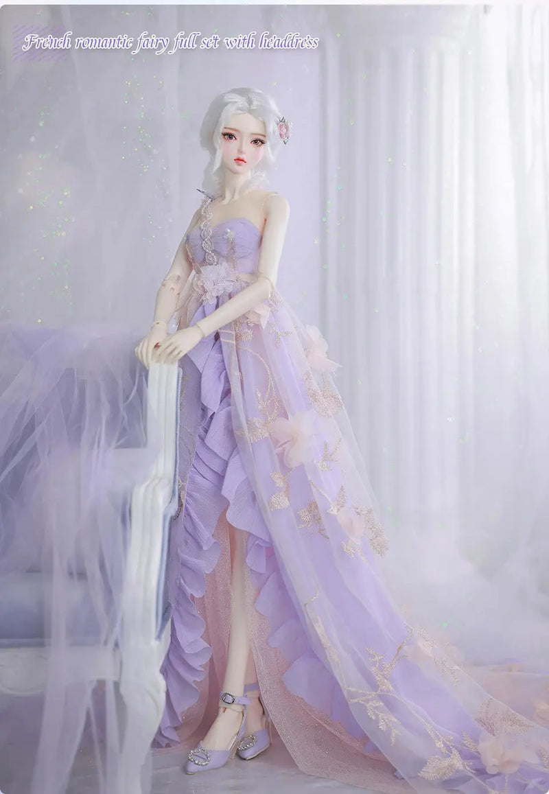 Shuga Fairy BJD Qing 1/3 | Resin SD Doll | 61.5cm Fairyland Doll | Purple Color Gauze Skirt Fullset | Collectible Fashion Doll curiosity.collections