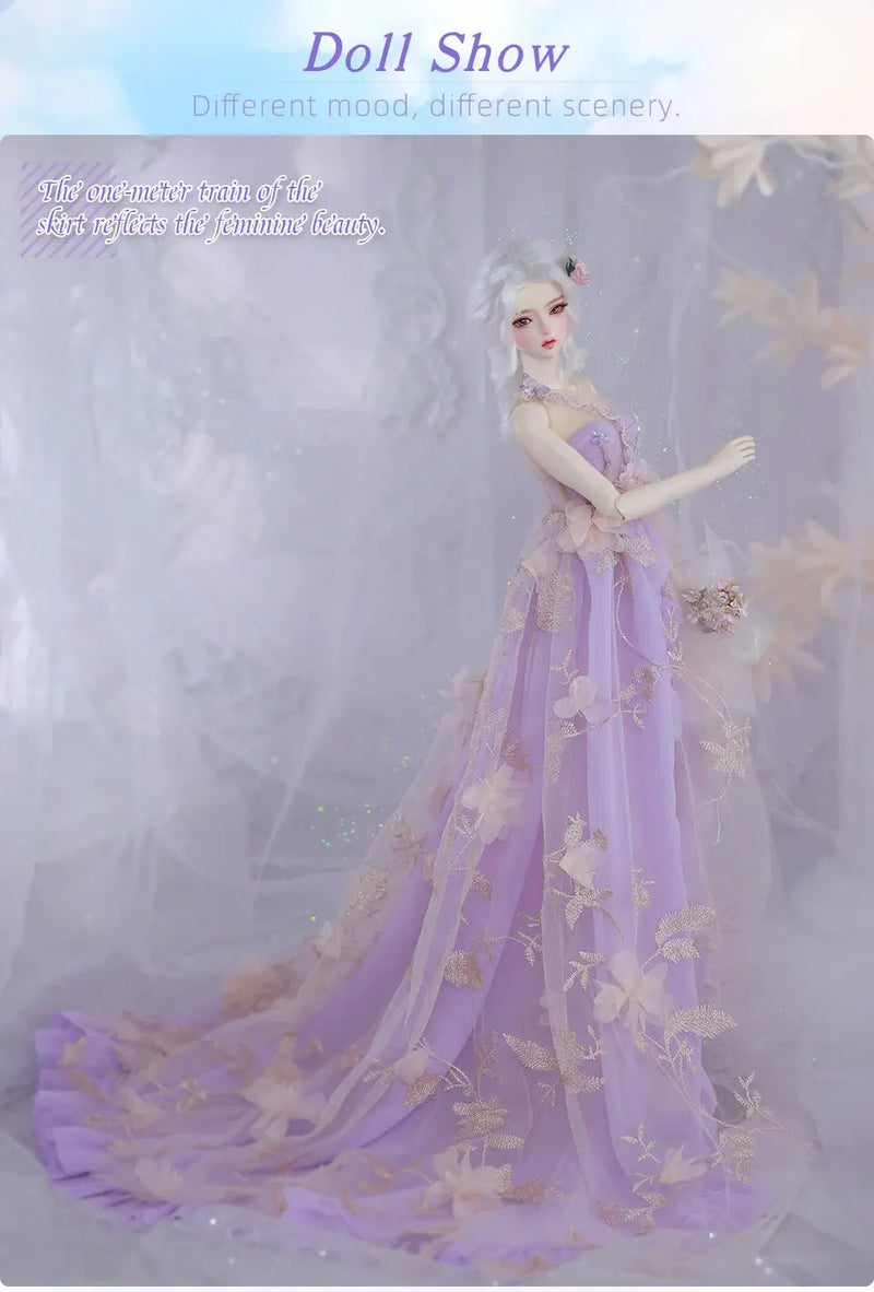 Shuga Fairy BJD Qing 1/3 | Resin SD Doll | 61.5cm Fairyland Doll | Purple Color Gauze Skirt Fullset | Collectible Fashion Doll curiosity.collections