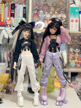 Handmade Doll Clothes – Stylish Black & White Pants for 1/3 DD, 1/4 MSD, MDD, BJD/SD Dolls curiosity.collections