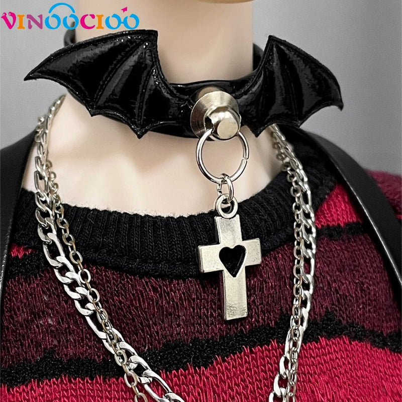 Devil Wing Choker Necklace for BJD Dolls (1/6, 1/4, 1/3 Scale) - Leather Leadrope Accessories curiosity.collections