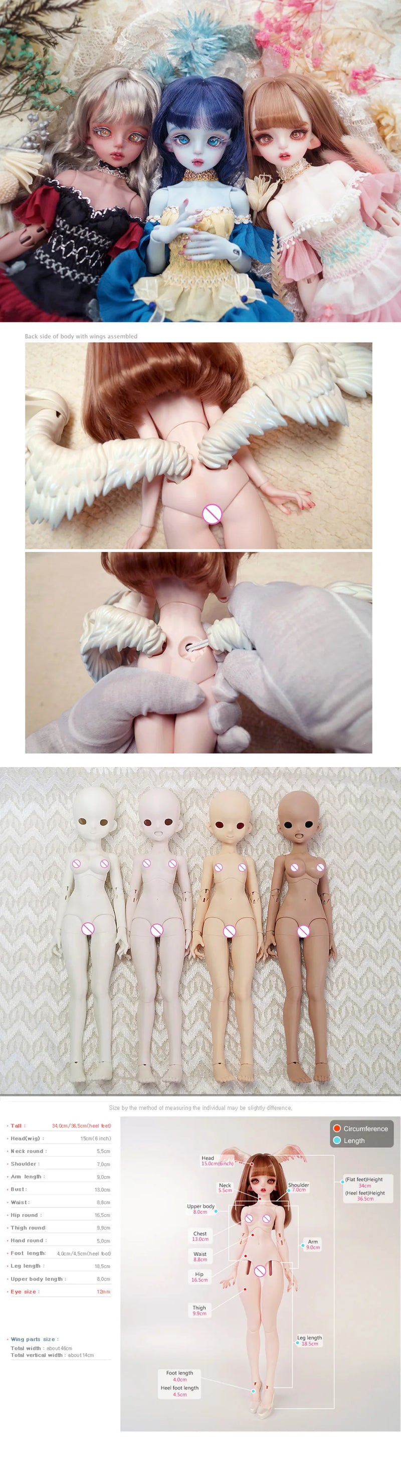 BJD Doll 1/4 Pegasus Series Ardour Style | Big Eyes, Movable Resin Toy with Colorful Wings, Angel Face Doll curiosity.collections