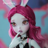 Shuga Fairy 1/4 BJD Doll Kacey | Upright and Floppy Ears | Spice Girls Black and Pink Style Bunny Toys | Ball Jointed Doll curiosity.collections