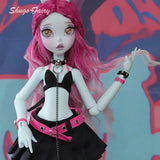 Shuga Fairy 1/4 BJD Doll Kacey | Upright and Floppy Ears | Spice Girls Black and Pink Style Bunny Toys | Ball Jointed Doll curiosity.collections