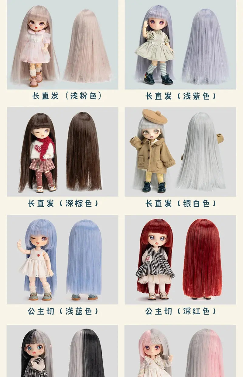 OB11 Wig | Long, Short, Curly, and Wavy Hair with Cute Bangs for 1/12 BJD, GSC, YMY Dolls curiosity.collections