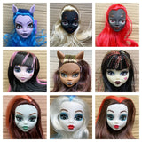 Demon Monster Doll Heads with colorful hair (Dracula, Clawdeen Wolf, Frankie Stein), high-quality DIY doll accessories, perfect for Christmas gifts