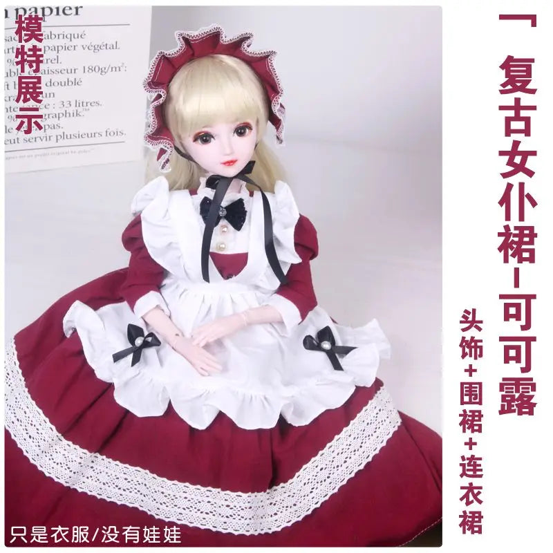 60cm BJD Maid Lolita Dress | Complete Outfit Set for 1/3 BJD Dolls (No Shoes) curiosity.collections