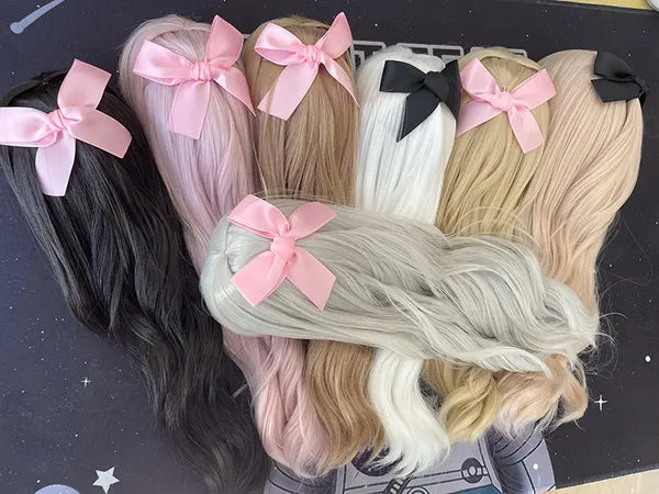 Handmade BJD/SD Doll Accessory – Black, White, Pink Bow Braid Wig for 1/3 Scale Dolls | Stylish Custom Wig curiosity.collections