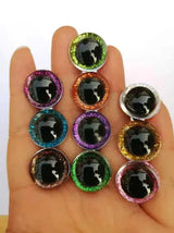 20pcs Tiny Round Plastic Toy Eyes - 9-24mm Assorted Colors, Crystal & Glitte - curiosity.collections